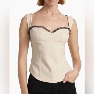Reformation Alisa Sleeveless Sweetheart Corset Coquette Top Cream Size 10